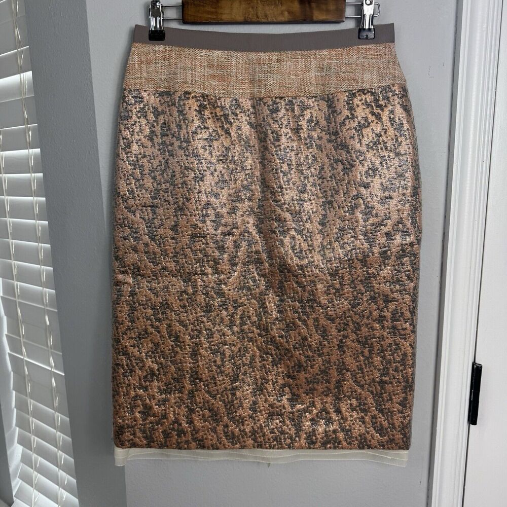 Anthropologie Peter Som Wool Blend Skirt Size 8 Lace‎ Split Knee Length
